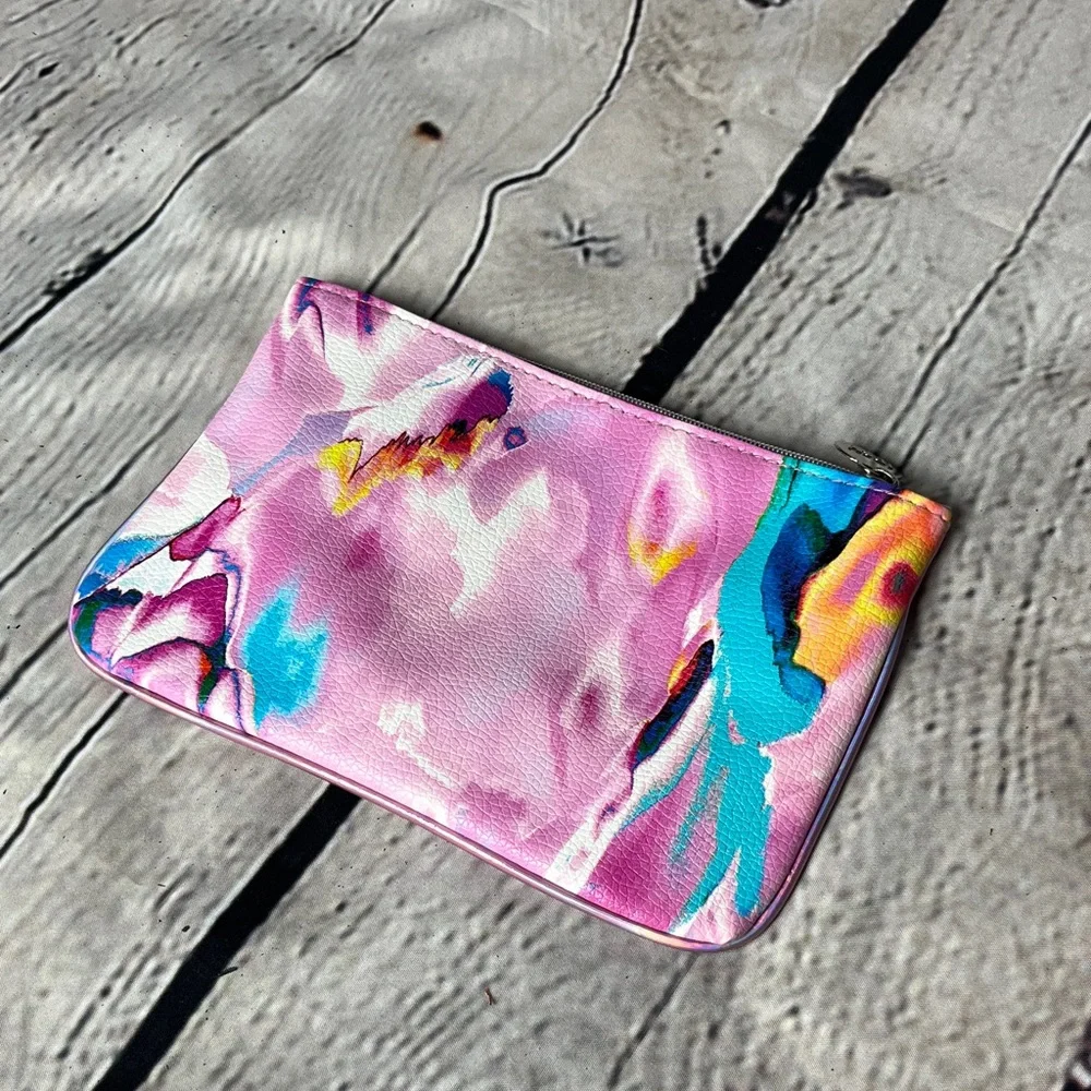 Ipsy Pink and Blue Abstract Cosmetic Bag